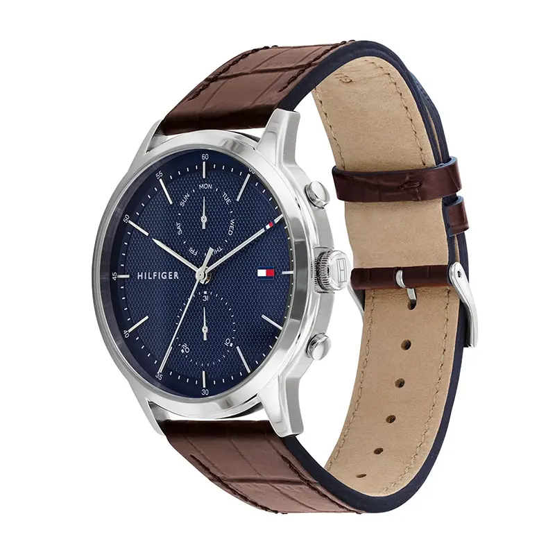 Tommy Hilfiger Kane Grey Dial Leather Men's Watch- 1710416